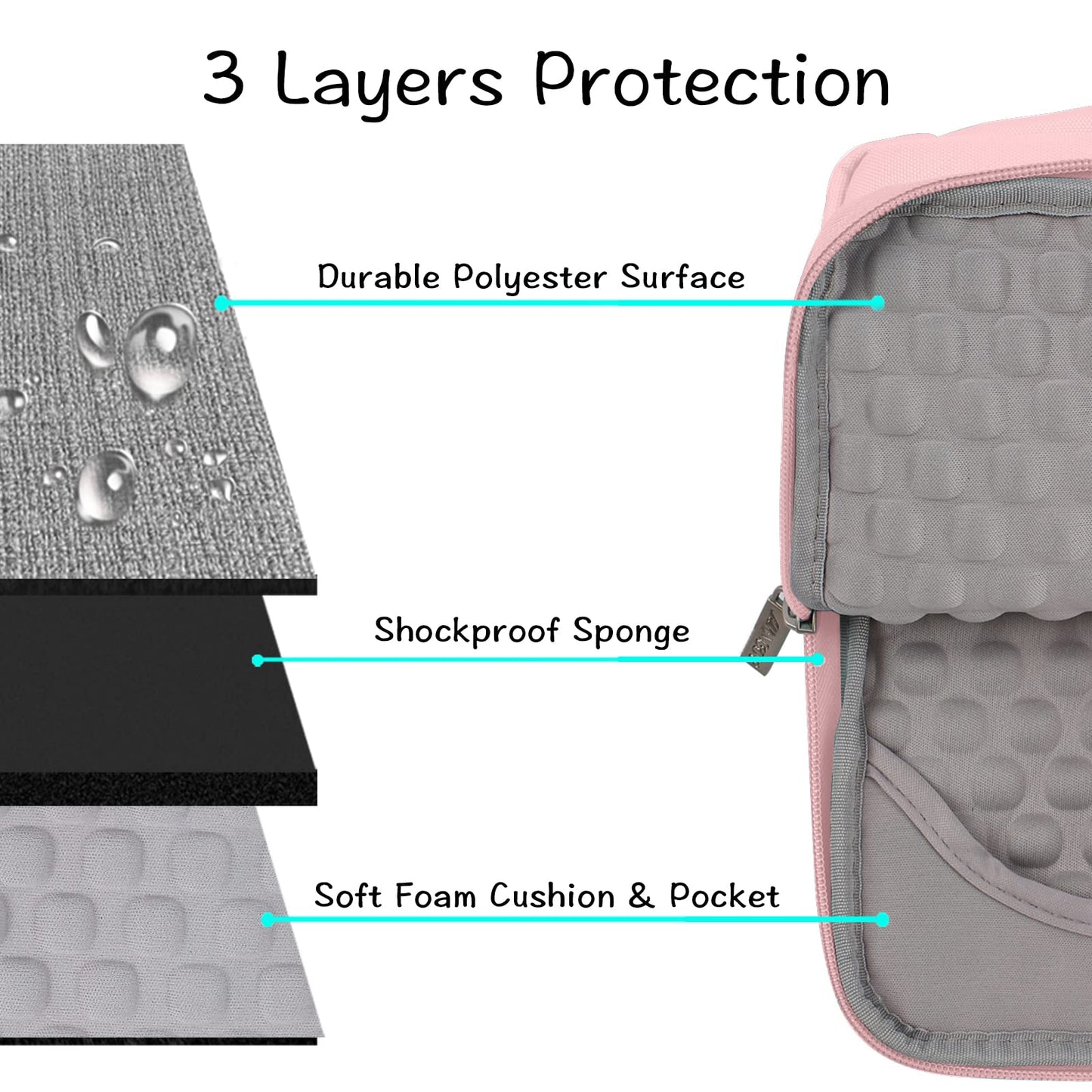 MOSISO Laptop Case 17.3 inch, 17-17.3 inch Laptop Sleeve with Handle Compatible with Dell XPS/HP Pavilion/Ideapad/Acer/Alienware/HP Omen, Polyester Multifunctional Computer Bag, Pink