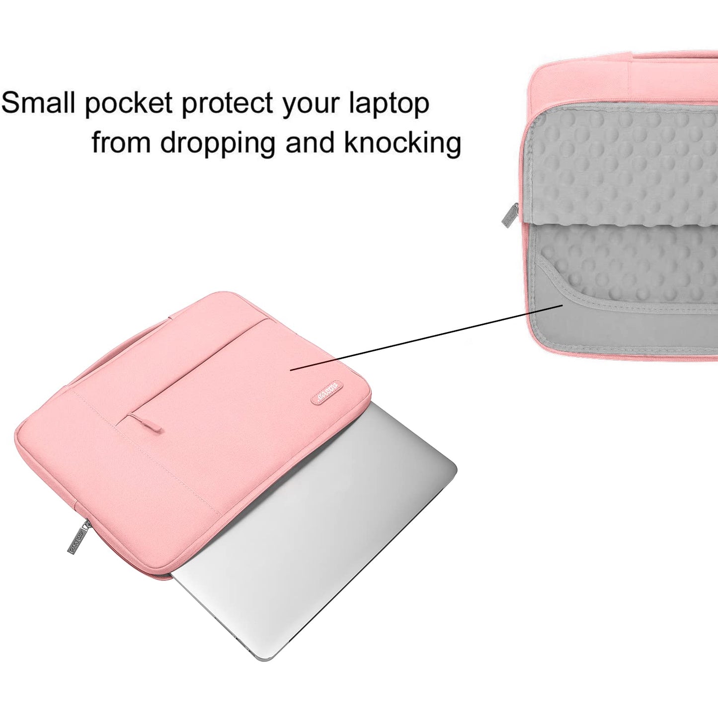 MOSISO Laptop Case 17.3 inch, 17-17.3 inch Laptop Sleeve with Handle Compatible with Dell XPS/HP Pavilion/Ideapad/Acer/Alienware/HP Omen, Polyester Multifunctional Computer Bag, Pink