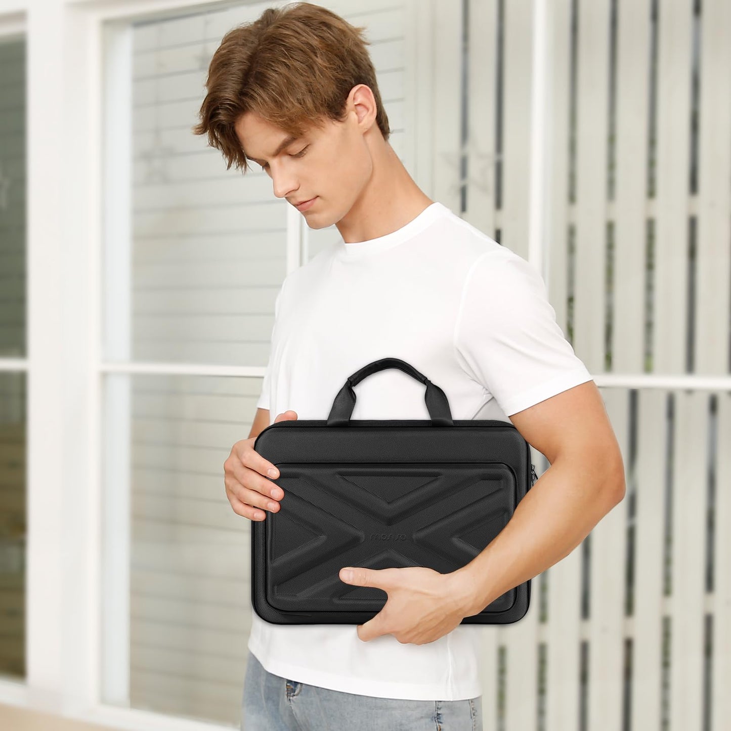 MOSISO 15.6-16 inch Laptop Hard Case, 15 inch Shockproof Waterproof Laptop Case Hard Shell Compatible with MacBook HP Dell, Carrying Sleeve Computer Bag with Sturdy Handle&Front Pocket&Belt, Black