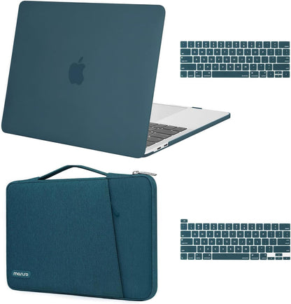 MOSISO Compatible with MacBook Pro 13 inch Case M2 2023, 2022, 2021-2016 A2338 M1 A2251 A2289 A2159 A1989 A1708 A1706, Plastic Hard Case & 360 Protective Sleeve Bag & Keyboard Skin, Deep Teal iMosiso