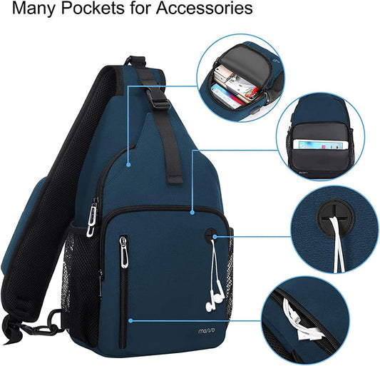 MOSISO Sling Backpack Bag, Crossbody Shoulder Bag Travel Hiking Daypack Chest Bag with Front Square Pocket&USB Charging Port，Deep Teal iMosiso