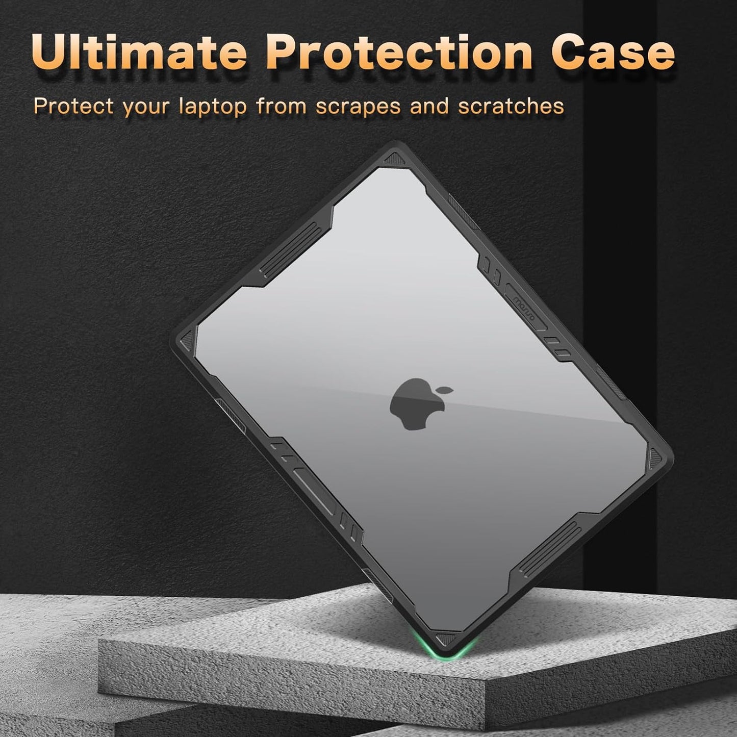 MOSISO Compatible with MacBook Air 15 inch Case 2023 2024 Release A2941 M2 Touch ID, Symmetric Geometric Heavy Duty Plastic Hard Shell with TPU Bumper&Keyboard Cover&Type C Adapter 2 Pack, Black iMosiso