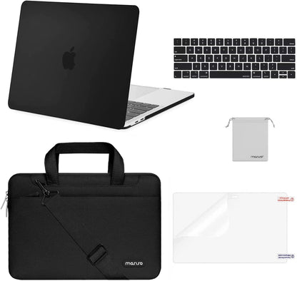 MOSISO Compatible with MacBook Pro 13 inch Case M2 2023, 2022-2016 A2338 M1 A2251 A2289 A2159 A1989 A1708 A1706, Plastic Hard Case&Shoulder Bag&Keyboard Skin&Screen Protector&Storage Bag, Black iMosiso