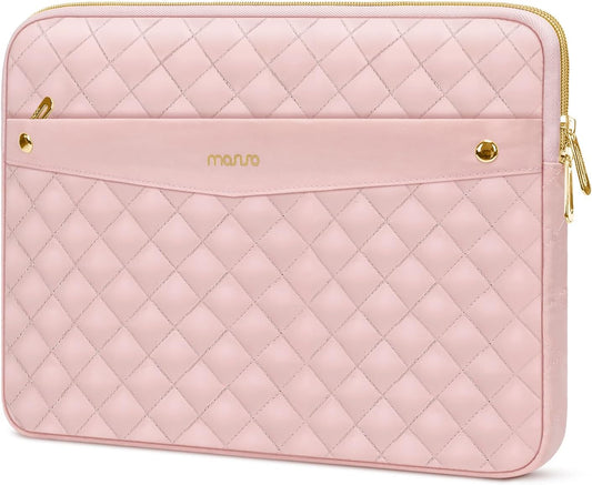 MOSISO Laptop Sleeve Compatible with MacBook Air/Pro, 13-13.3 inch Notebook,Compatible with MacBook Pro 14 inch 2023-2021 A2779 M2 A2442 M1, Square Quilted Polyester Horizontal Carrying Bag,Chalk Pink iMosiso