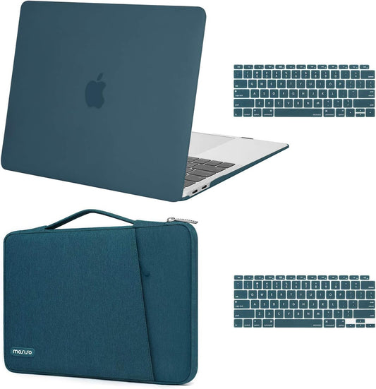 MOSISO Compatible with MacBook Air 13 inch Case 2022 2021 2020 2019 2018 Release A2337 M1 A2179 A1932 Retina Display Touch ID, Plastic Hard Shell&360 Protective Sleeve Bag&Keyboard Skin, Deep Teal iMosiso