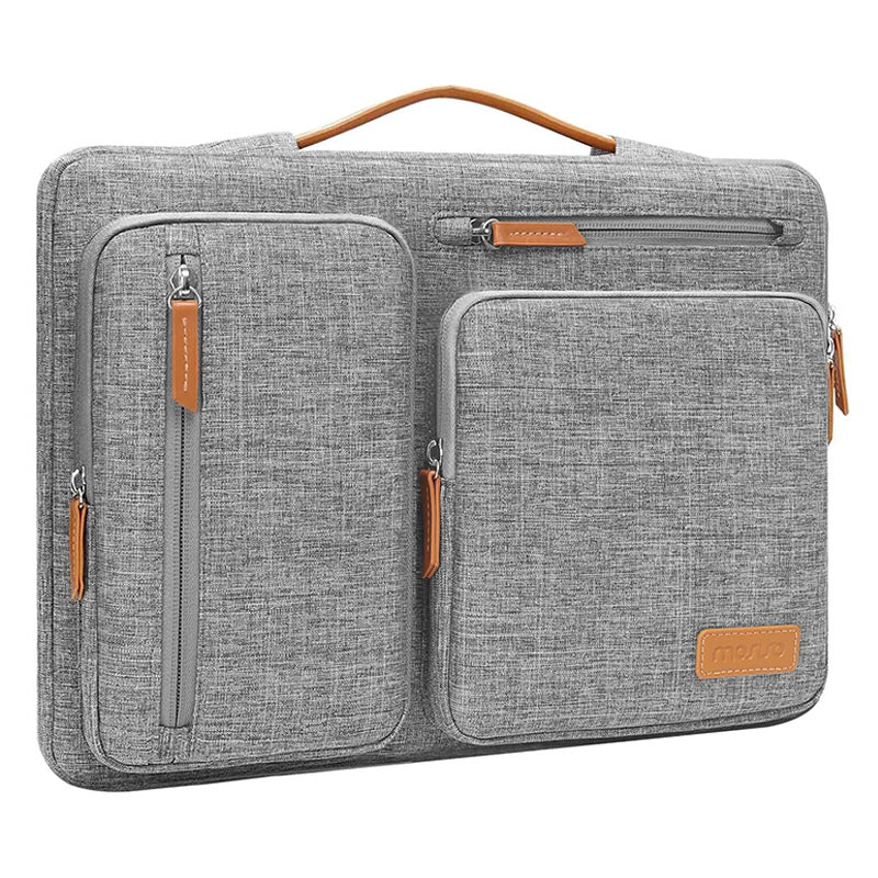 MOSISO 360 Protective Laptop Sleeve Compatible with MacBook Air/Pro, 13-13.3 inch Notebook, Compatible with MacBook Pro 14 inch M2 M1 2023-2021, Side Open Bag with 4 Zipper Pockets&Handle&Belt, Gray iMosiso