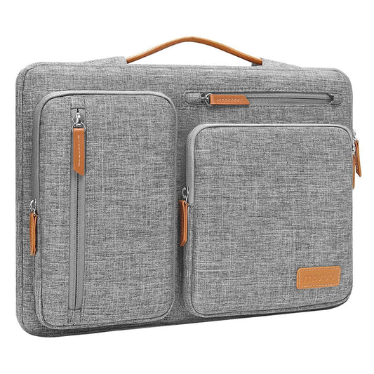 MOSISO 360 Protective Laptop Sleeve Compatible with MacBook Air/Pro, 13-13.3 inch Notebook, Compatible with MacBook Pro 14 inch M2 M1 2023-2021, Side Open Bag with 4 Zipper Pockets&Handle&Belt, Gray iMosiso
