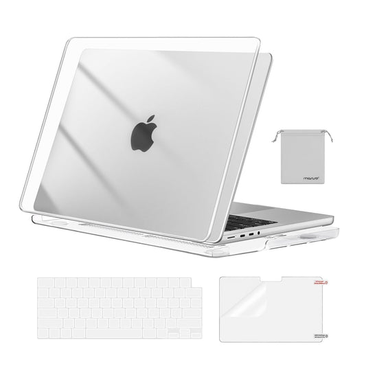MOSISO Compatible with MacBook Pro 14 inch Case 2025 2024 2023 2022 2021 M4 M3 M2 M1 A3112 A3185 A3401 A2918 A2992 A2779 A2442, Plastic Hard Shell&Keyboard Cover&Screen Film&Pouch, Transparent