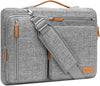 MOSISO 360 Protective Laptop Shoulder Bag, 15.6 inch Computer Bag Compatible with MacBook, HP, Dell, Lenovo, Asus Notebook, 15 inch Side Open Messenger Bag with 4 Zipper Pockets & Handle & Belt, Gray