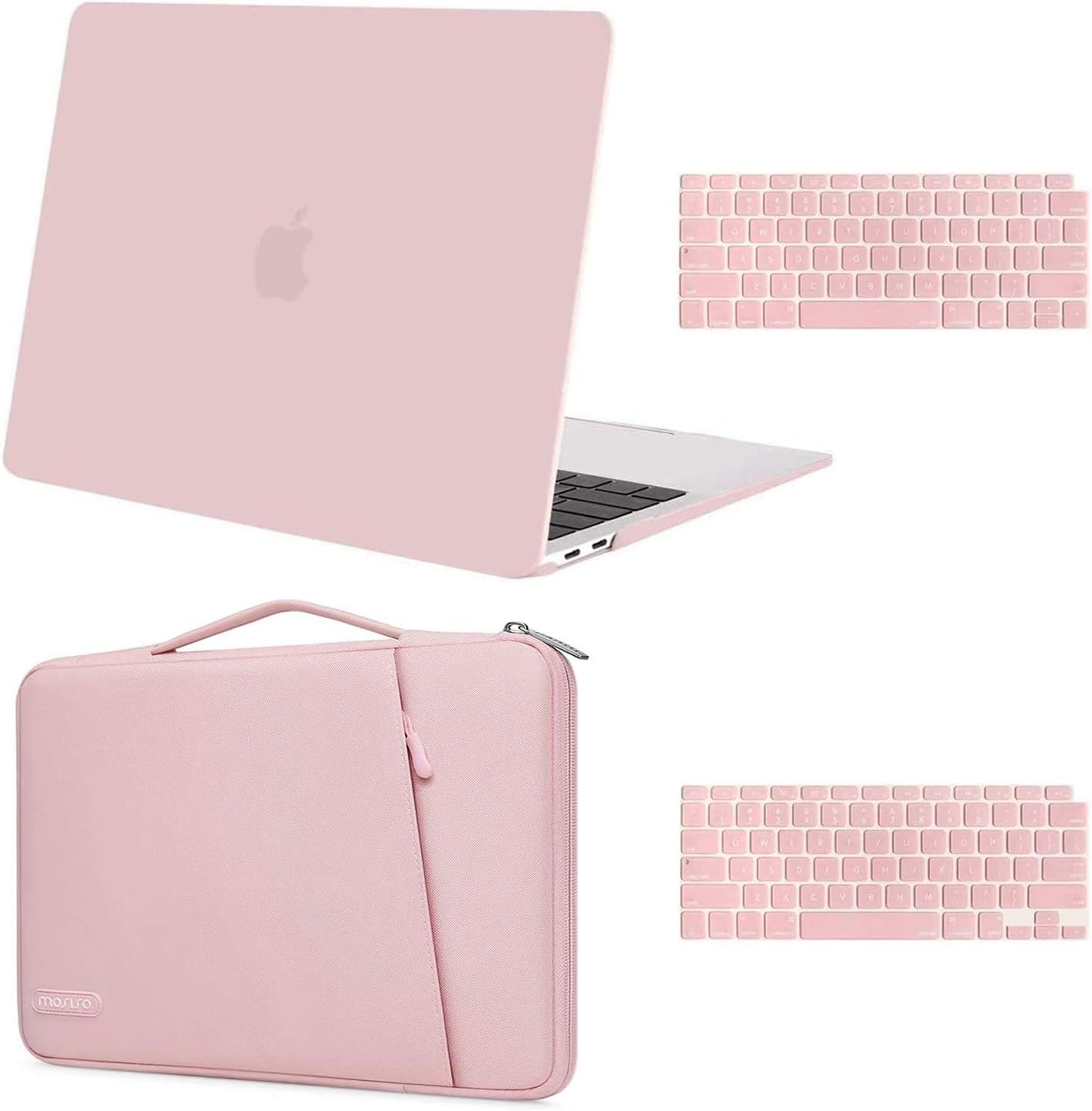 MOSISO Compatible with MacBook Air 13 inch Case 2022 2021 2020 2019 2018 Release A2337 M1 A2179 A1932 Retina Display Touch ID, Plastic Hard Shell&360 Protective Sleeve Bag&Keyboard Skin, Rose Quartz iMosiso