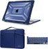 MOSISO Compatible with MacBook Pro 13 inch Case M2 2023 2022 2021 2020 A2338 M1 A2289 A2251 with Touch Bar Touch ID, Plastic Hard Shell with TPU Bumper&Carrying Sleeve Bag&Keyboard Cover, Navy Blue