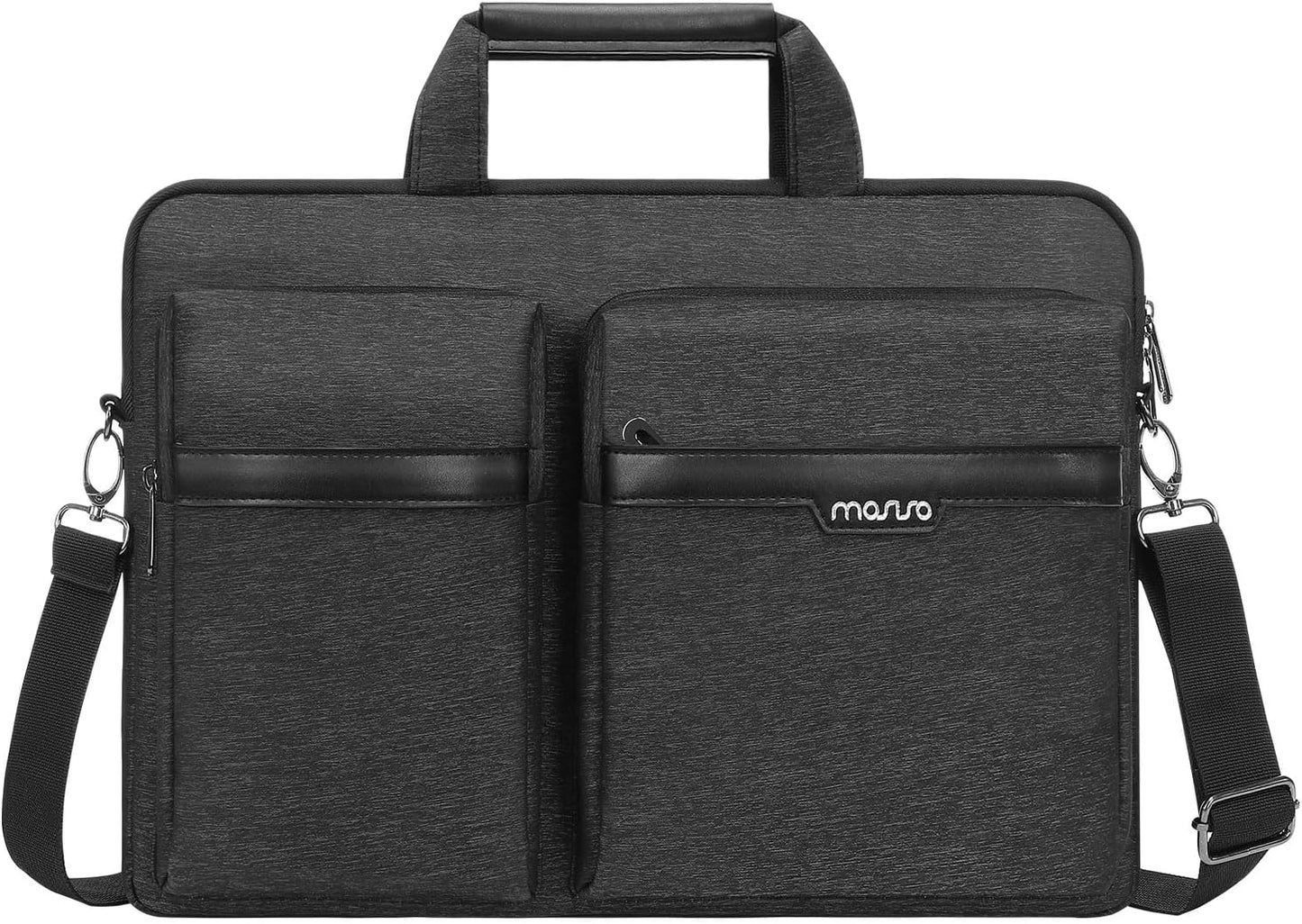 MOSISO Laptop Shoulder Bag,15 inch Computer Bag Compatible with MacBook, HP, Dell, Lenovo, Asus Notebook,15.6 inch Laptop Sleeve Bag with 2 Raised Zipper Pockets & Hidden Pockets & Handle & Belt,Black iMosiso