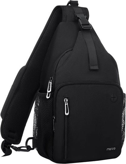 MOSISO Sling Backpack Bag, Crossbody Shoulder Bag Travel Hiking Daypack Chest Bag with Front Square Pocket&USB Charging Port,Black iMosiso