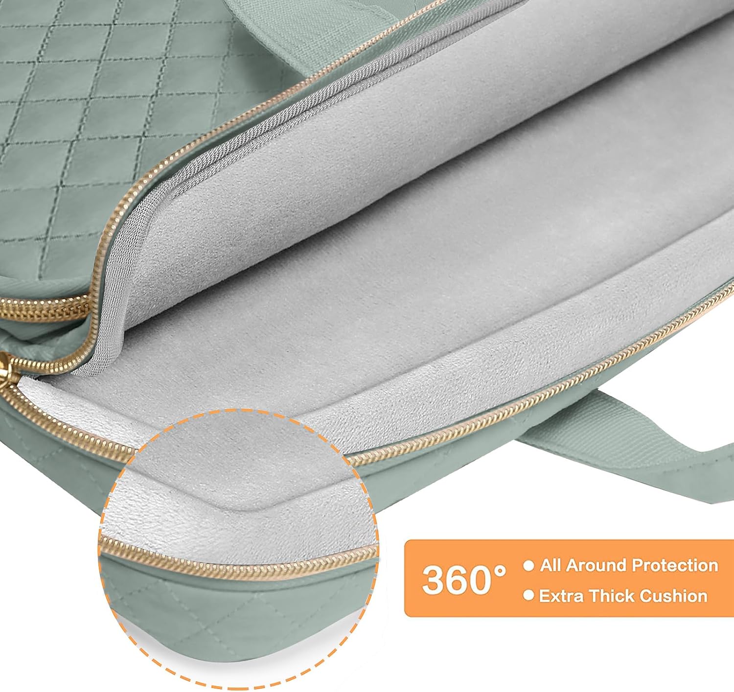 MOSISO 360 Protective Laptop Sleeve Compatible with MacBook Air 15 inch M3 M2 2024 2023/Pro 16 M3 M2 M1 2023-2019, 15-15.6 inch Notebook, Square Quilted Bag with 2 Pockets&Handle&Belt, Antique Green iMosiso