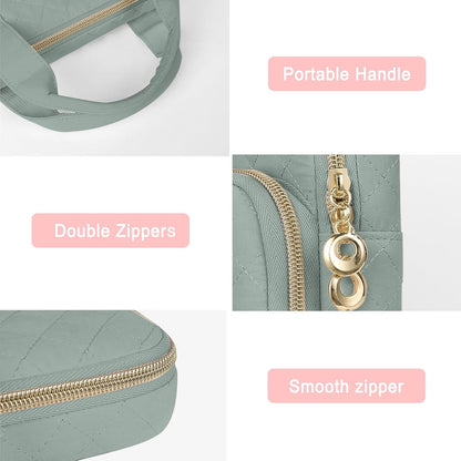 MOSISO 360 Protective Laptop Sleeve Compatible with MacBook Air 15 inch M3 M2 2024 2023/Pro 16 M3 M2 M1 2023-2019, 15-15.6 inch Notebook, Square Quilted Bag with 2 Pockets&Handle&Belt, Antique Green iMosiso