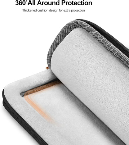 MOSISO 13-14 inch 360 Protective Laptop Sleeve Compatible with MacBook Air/Pro, 13-13.3 inch Notebook, Compatible with MacBook Pro 14, Rectangle Quilted Bag with Handle&Pocket&Small Case&Belt, Black iMosiso