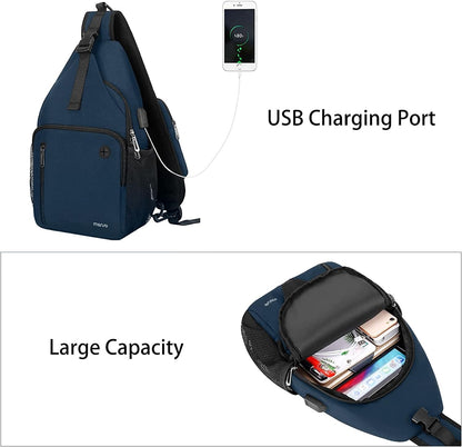 MOSISO Sling Backpack Bag, Crossbody Shoulder Bag Travel Hiking Daypack Chest Bag with Front Square Pocket&USB Charging Port，Deep Teal iMosiso