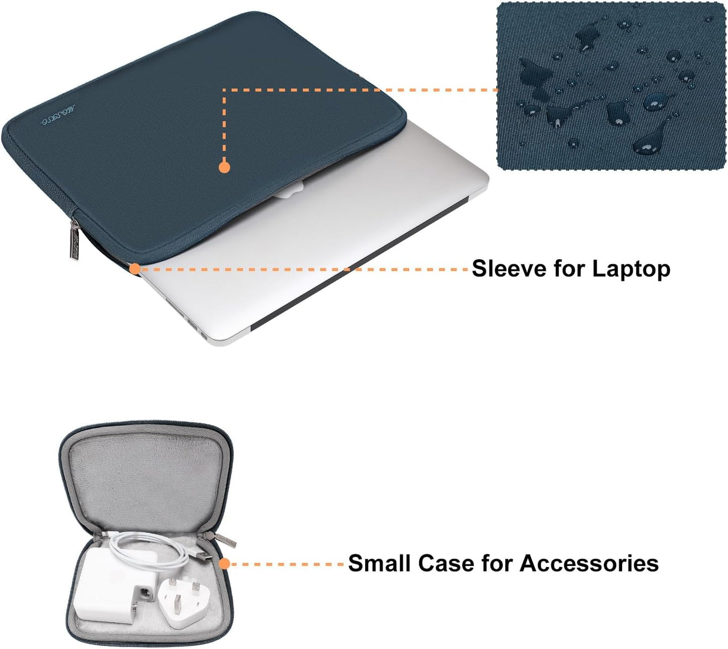 MOSISO Laptop Case 13.3 inch, 13-13.3 inch Laptop Sleeve Bag Compatible with MacBook Air/Pro 13/Pro 14 M5 M4 M3 M2 M1, HP Dell ASUS Lenovo, Neoprene Computer Sleeve Bag with Small Case, Haze Blue