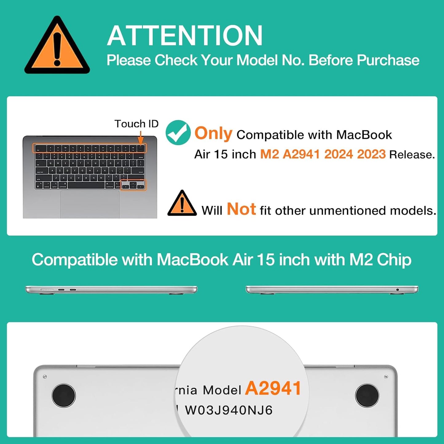MOSISO Compatible with MacBook Air 15 inch Case 2023 2024 Release A2941 M2 Touch ID, Symmetric Geometric Heavy Duty Plastic Hard Shell with TPU Bumper&Keyboard Cover&Type C Adapter 2 Pack, Black iMosiso