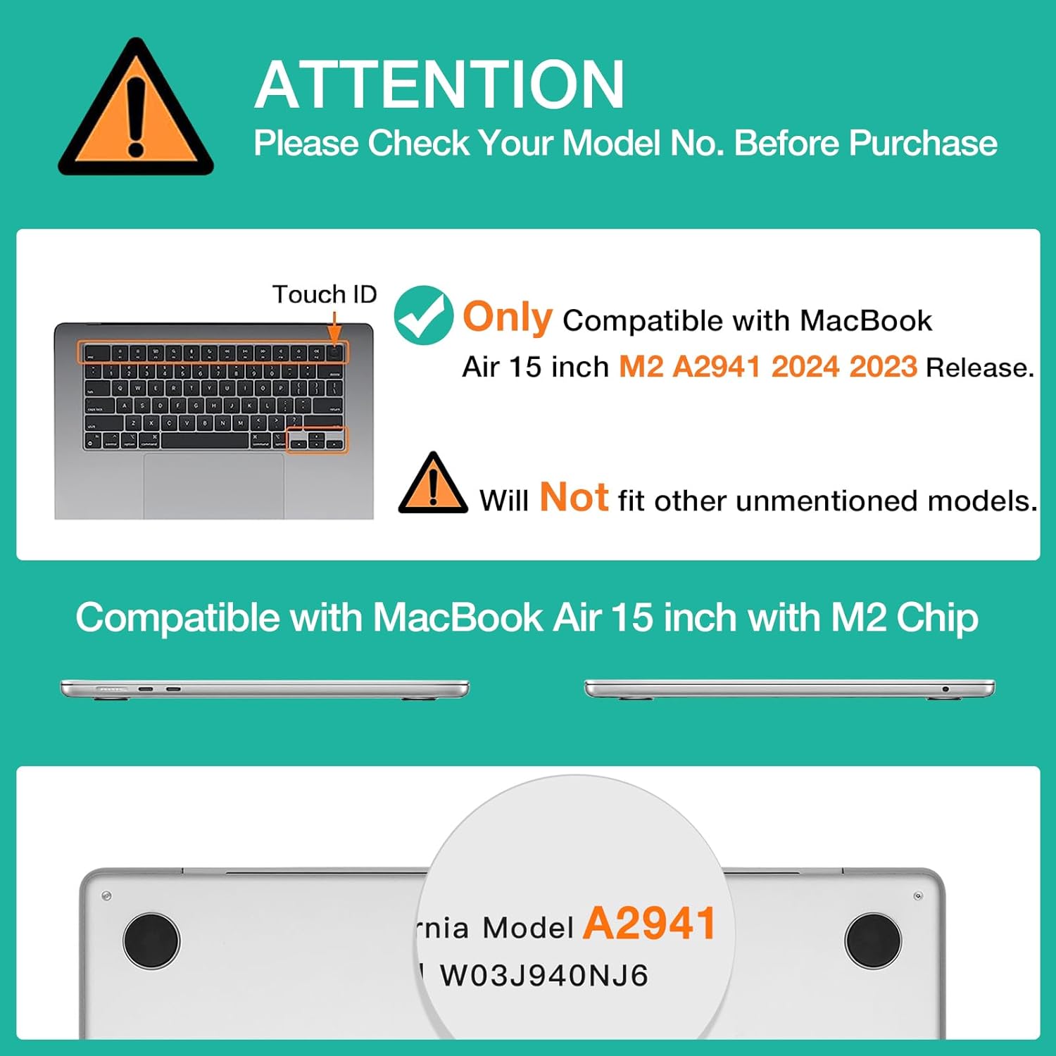 MOSISO Compatible with MacBook Air 15 inch Case 2023 2024 Release A2941 M2 Touch ID, Symmetric Geometric Heavy Duty Plastic Hard Shell with TPU Bumper&Keyboard Cover&Type C Adapter 2 Pack, Black iMosiso