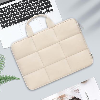 MOSISO Puffy Laptop Sleeve 13-14 inch, Compatible with MacBook Air 13 inch M2 M1, Compatible with MacBook Pro 13/14 inch, Rectangle Quilted Carrying Case Laptop Cover for Women with Handle, Sand iMosiso