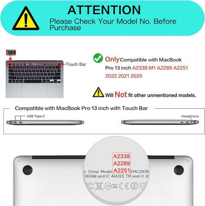 MOSISO Compatible with MacBook Pro 13 inch Case M2 2023 2022 2021 2020 A2338 M1 A2289 A2251 with Touch Bar Touch ID, Plastic Hard Shell with TPU Bumper&Carrying Sleeve Bag&Keyboard Cover, Black iMosiso
