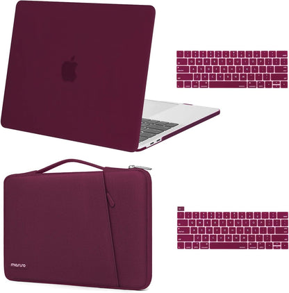 MOSISO Compatible with MacBook Pro 13 inch Case M2 2023, 2022, 2021-2016 A2338 M1 A2251 A2289 A2159 A1989 A1708 A1706, Plastic Hard Case & 360 Protective Sleeve Bag & Keyboard Skin, Marsala Red iMosiso