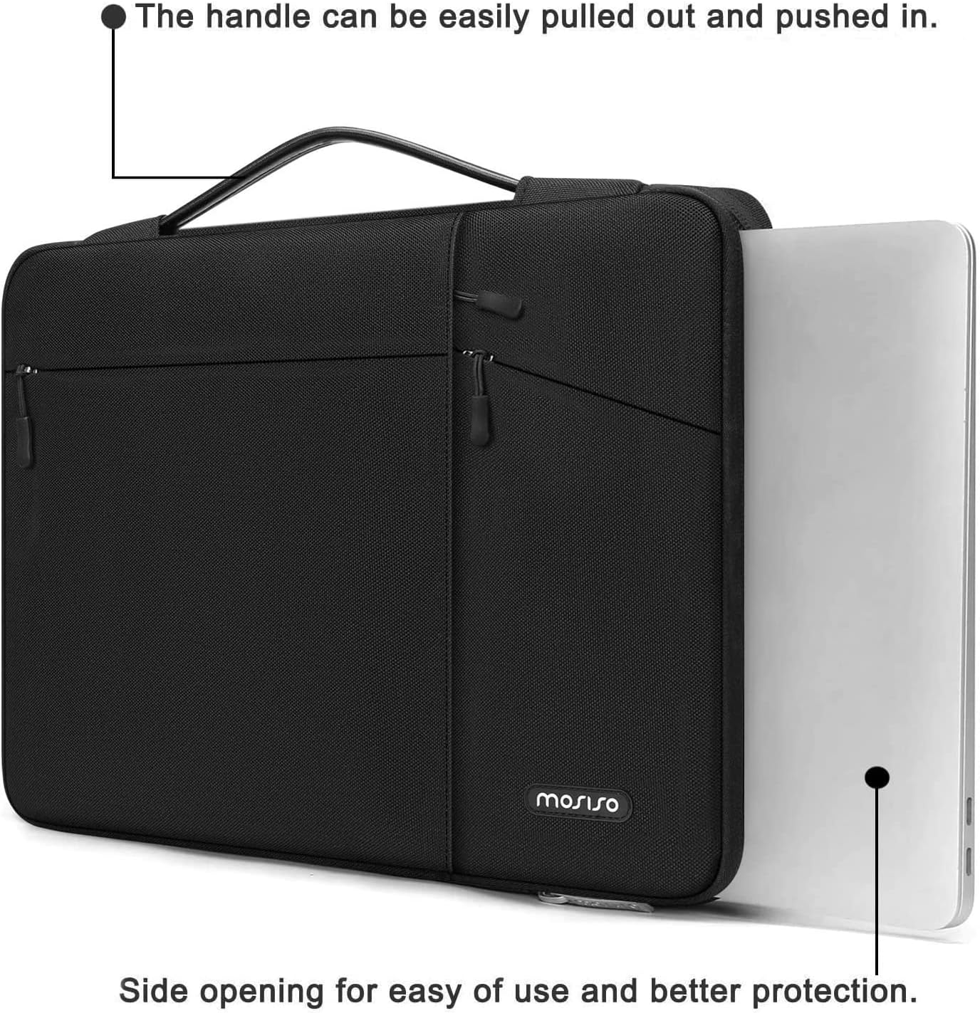 MOSISO Compatible with MacBook Pro 13 inch Case M2 2023 2022 2021 2020 A2338 M1 A2289 A2251 with Touch Bar Touch ID, Plastic Hard Shell with TPU Bumper&Carrying Sleeve Bag&Keyboard Cover, Black iMosiso