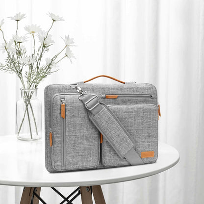 MOSISO 360 Protective Laptop Shoulder Bag,15-15.6 inch Computer Bags Compatible with MacBook Pro 16 inch, HP, Dell, Lenovo, Asus Notebook,Side Open Messenger Bag with 4 Zipper Pockets, Gray