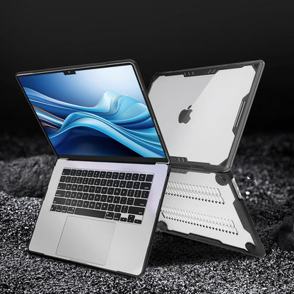 MOSISO Compatible with MacBook Air 15 inch Case 2023 2024 Release A2941 M2 Touch ID, Symmetric Geometric Heavy Duty Plastic Hard Shell with TPU Bumper&Keyboard Cover&Type C Adapter 2 Pack, Transparent iMosiso