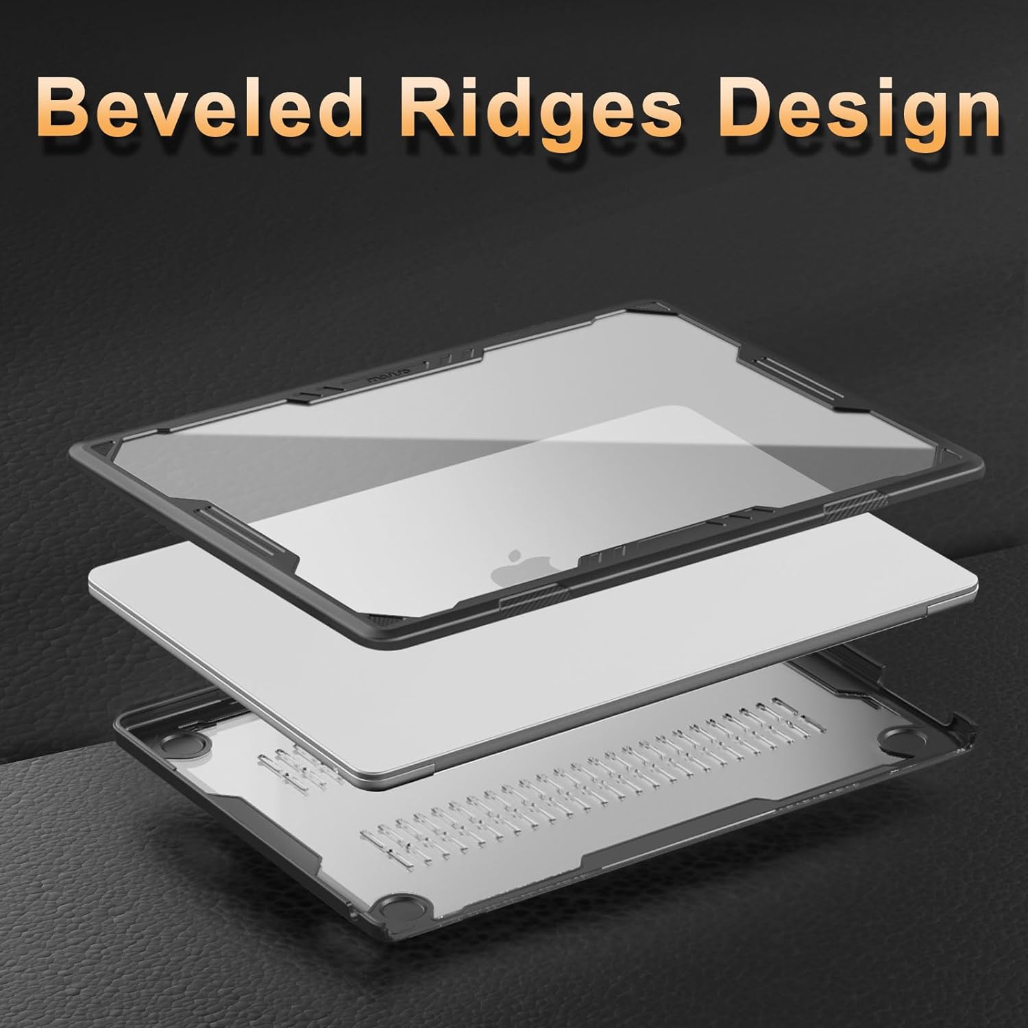 MOSISO Compatible with MacBook Air 15 inch Case 2023 2024 Release A2941 M2 Touch ID, Symmetric Geometric Heavy Duty Plastic Hard Shell with TPU Bumper&Keyboard Cover&Type C Adapter 2 Pack, Transparent iMosiso