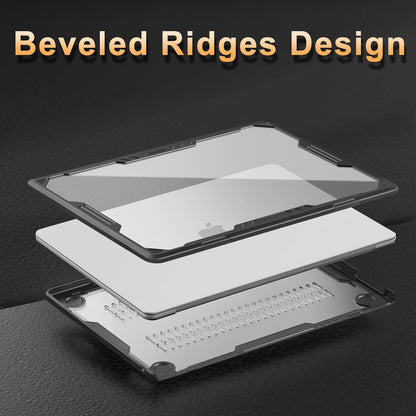 MOSISO Compatible with MacBook Air 15 inch Case 2023 2024 Release A2941 M2 Touch ID, Symmetric Geometric Heavy Duty Plastic Hard Shell with TPU Bumper&Keyboard Cover&Type C Adapter 2 Pack, Transparent iMosiso