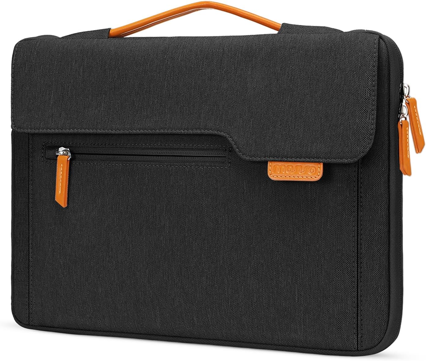 MOSISO 360 Protective Laptop Sleeve Compatible with MacBook Air/Pro, 13-13.3 inch Notebook, Compatible with MacBook Pro 14 inch M3 M2 M1, Flapover Bag with Fully Open Zipper&Handle&Pockets, Black iMosiso