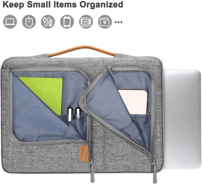 MOSISO 360 Protective Laptop Sleeve Compatible with MacBook Air/Pro, 13-13.3 inch Notebook,Compatible with MacBook Pro 14 inch 2023-2021 M2 M1, Side Open Bag with 2 Accessory Pockets&Handle&Belt, Gray iMosiso
