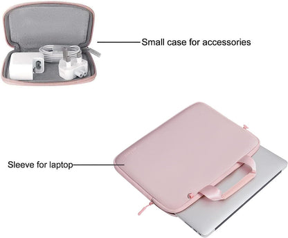 MOSISO Laptop Sleeve Compatible with MacBook Air/Pro, 13-13.3 inch Notebook, Compatible with MacBook Pro 14 inch 2023-2021 A2779 M2 A2442 M1, Neoprene Briefcase Bag with Detachable Small Case, Pink iMosiso