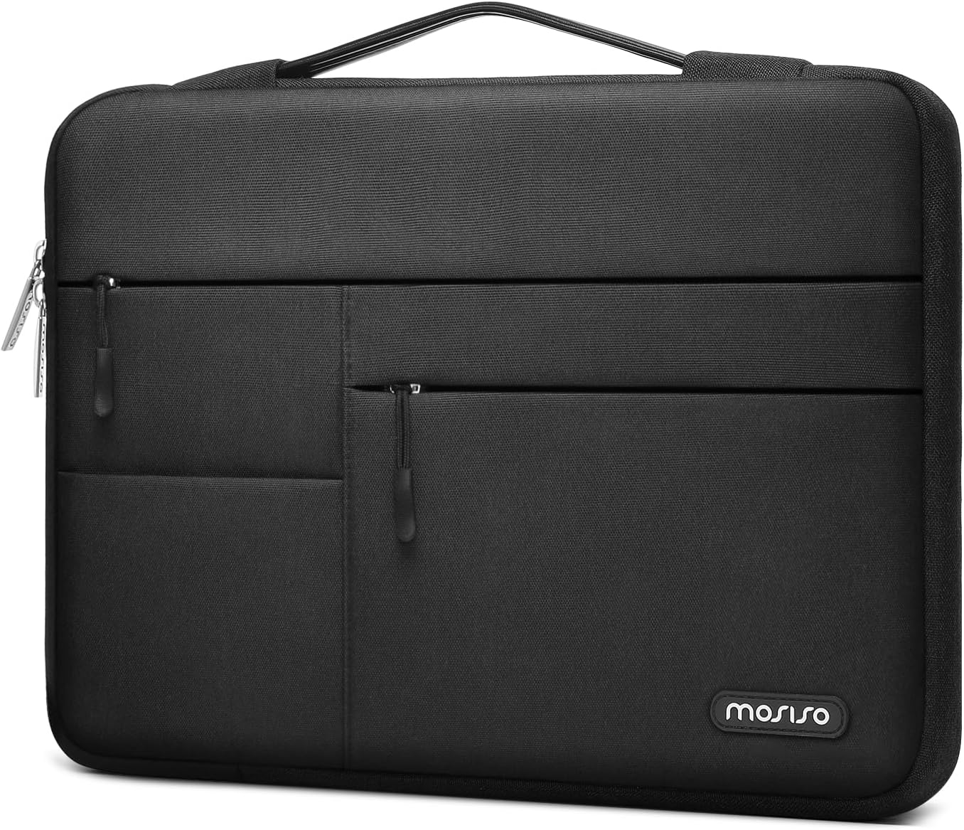 MOSISO 360 Protective Laptop Sleeve Compatible with MacBook Air/Pro, 13-13.3 inch Notebook, Compatible with MacBook Pro 14 inch M3 M2 M1 Chip 2023-2021 with Belt&3 Horizontal Parallel Pockets, Black iMosiso