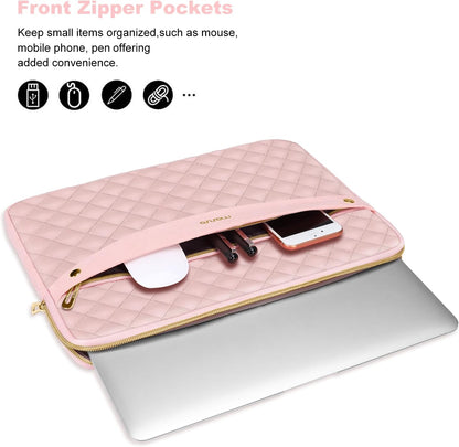 MOSISO Laptop Sleeve Compatible with MacBook Air/Pro, 13-13.3 inch Notebook,Compatible with MacBook Pro 14 inch 2023-2021 A2779 M2 A2442 M1, Square Quilted Polyester Horizontal Carrying Bag,Chalk Pink iMosiso