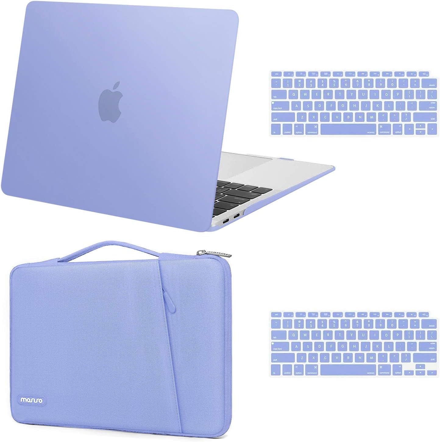 MOSISO Compatible with MacBook Air 13 inch Case 2022 2021 2020 2019 2018 Release A2337 M1 A2179 A1932 Retina Display Touch ID, Plastic Hard Shell&360 Protective Sleeve Bag&Keyboard Skin, Serenity Blue iMosiso