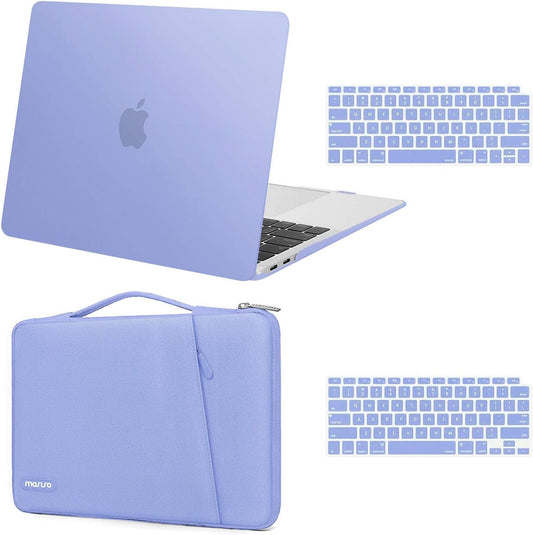 MOSISO Compatible with MacBook Air 13 inch Case 2022 2021 2020 2019 2018 Release A2337 M1 A2179 A1932 Retina Display Touch ID, Plastic Hard Shell&360 Protective Sleeve Bag&Keyboard Skin, Serenity Blue iMosiso