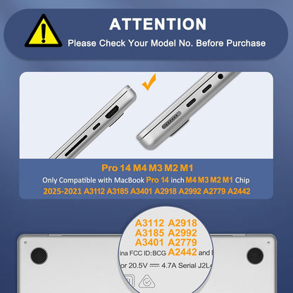 MOSISO Compatible with MacBook Pro 14 inch Case 2025 2024 2023 2022 2021 M4 M3 M2 M1 A3112 A3185 A3401 A2918 A2992 A2779 A2442, Plastic Hard Shell&Keyboard Cover&Screen Film&Pouch, Transparent