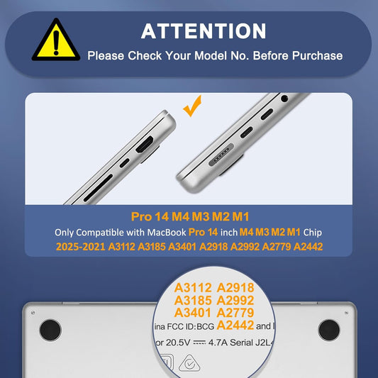 MOSISO Compatible with MacBook Pro 14 inch Case 2025 2024 2023 2022 2021 M4 M3 M2 M1 A3112 A3185 A3401 A2918 A2992 A2779 A2442, Plastic Hard Shell&Keyboard Cover&Screen Film&Pouch, Transparent