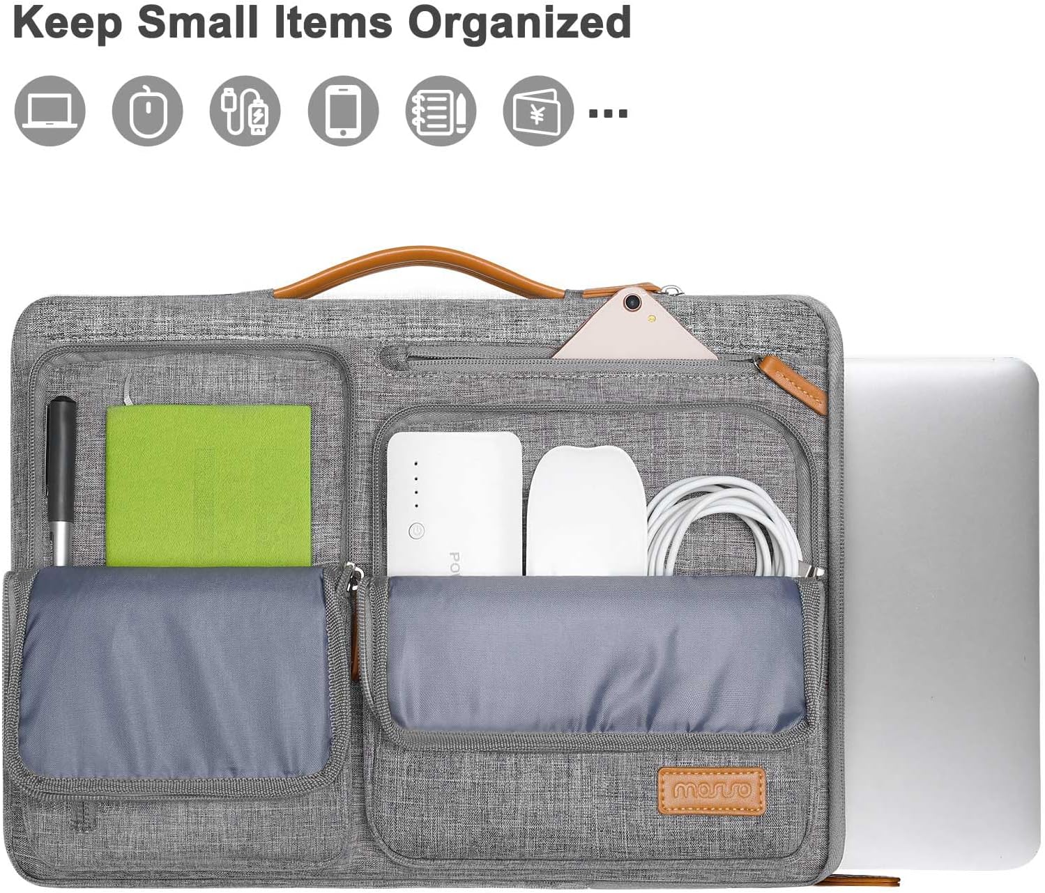 MOSISO 360 Protective Laptop Sleeve Compatible with MacBook Air/Pro, 13-13.3 inch Notebook, Compatible with MacBook Pro 14 inch M2 M1 2023-2021, Side Open Bag with 4 Zipper Pockets&Handle&Belt, Gray iMosiso