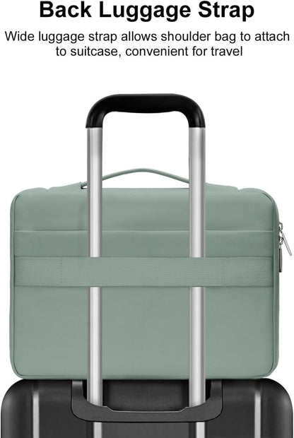 MOSISO 360 Protective Laptop Sleeve Compatible with MacBook Air 15 inch M3 M2 2024 2023/Pro 15 A1990 A1707, HP Stream 14 inch,Dell XPS 15, Side Open Bag with 2 Raised&1 Flapover Pockets, Antique Green iMosiso