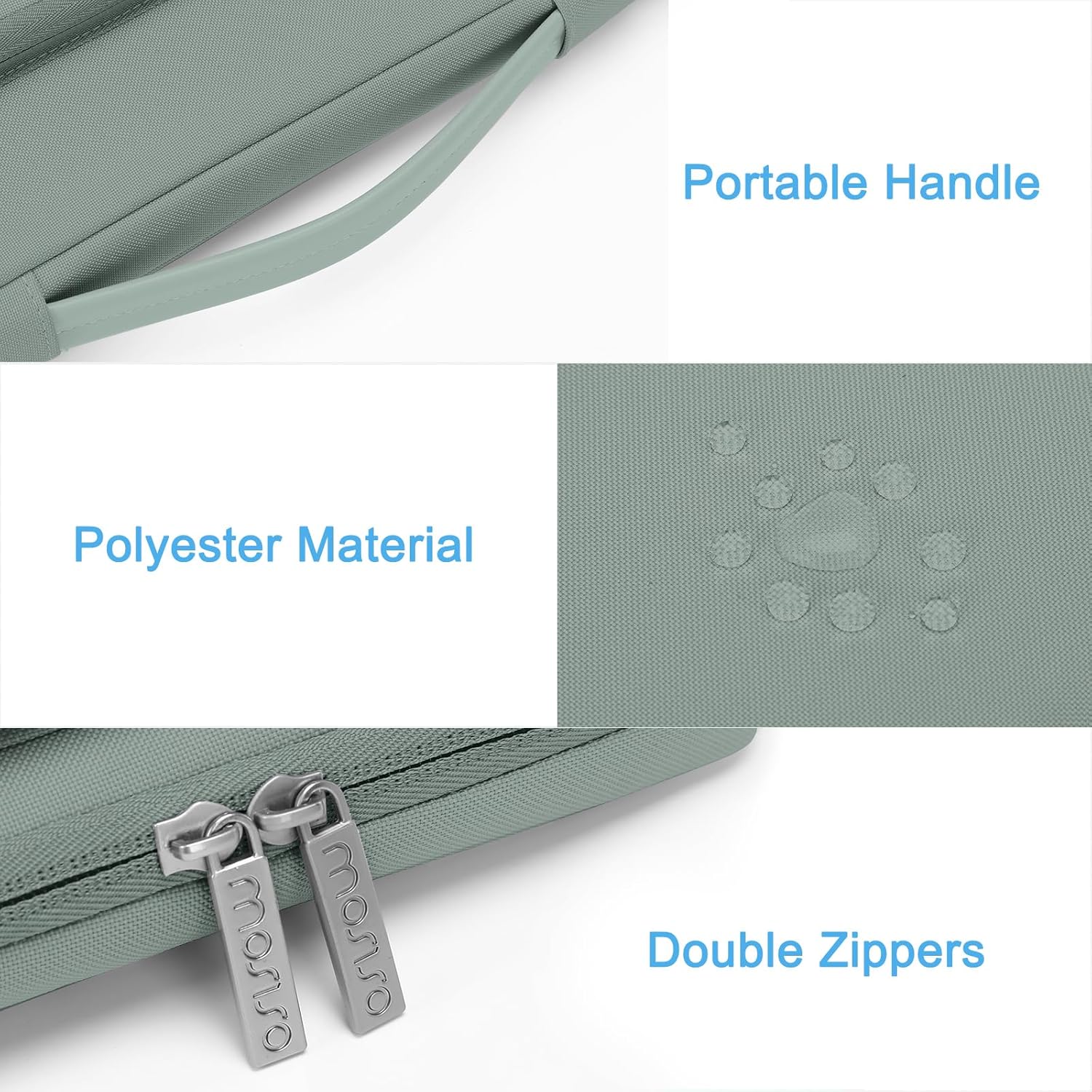 MOSISO 360 Protective Laptop Sleeve Compatible with MacBook Air/Pro, 13-13.3 inch Notebook, Compatible with MacBook Pro 14 inch M3 M2 M1, Side Open Bag with 2 Raised&1 Flapover Pockets, Antique Green iMosiso