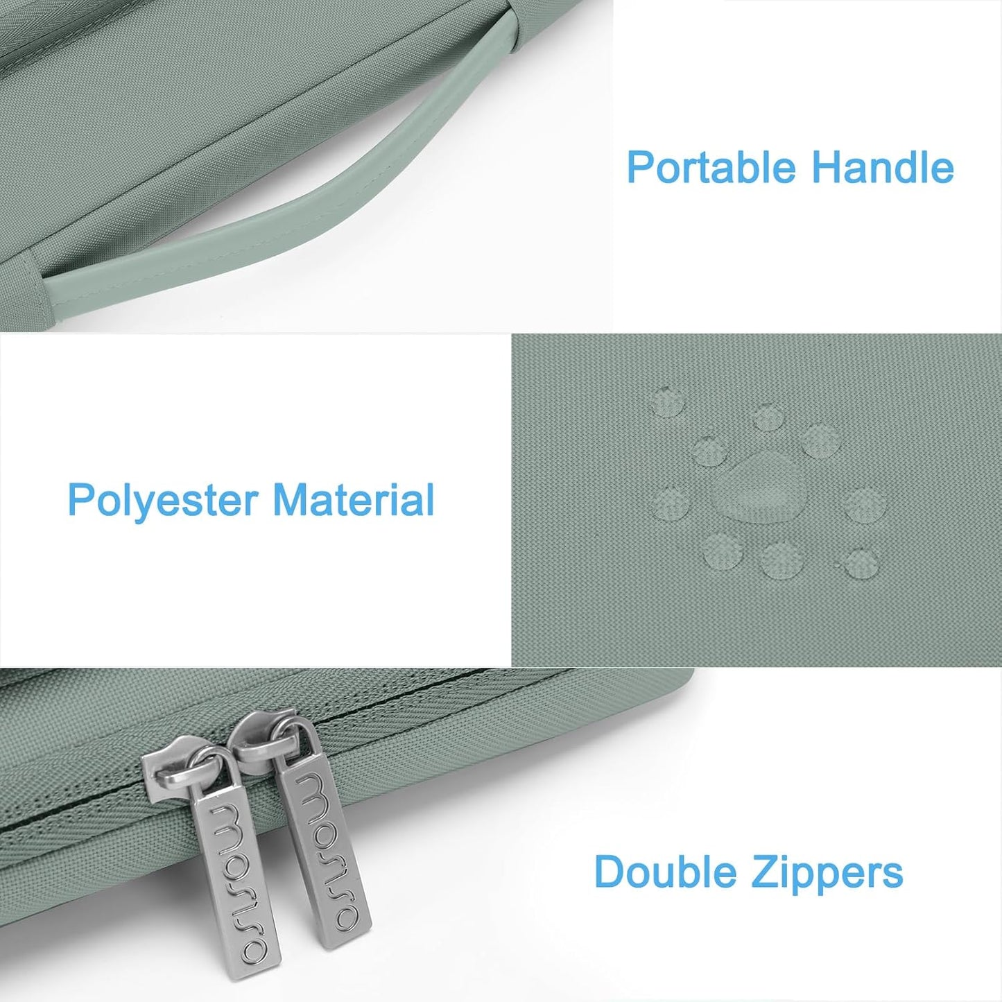 MOSISO 360 Protective Laptop Sleeve Compatible with MacBook Pro 16 inch 2024-2019 M3 A2991 M2 A2780 M1 A2485 A2141, 15-15.6 inch Notebook, Side Open Bag with 2 Raised&1 Flapover Pockets, Antique Green iMosiso