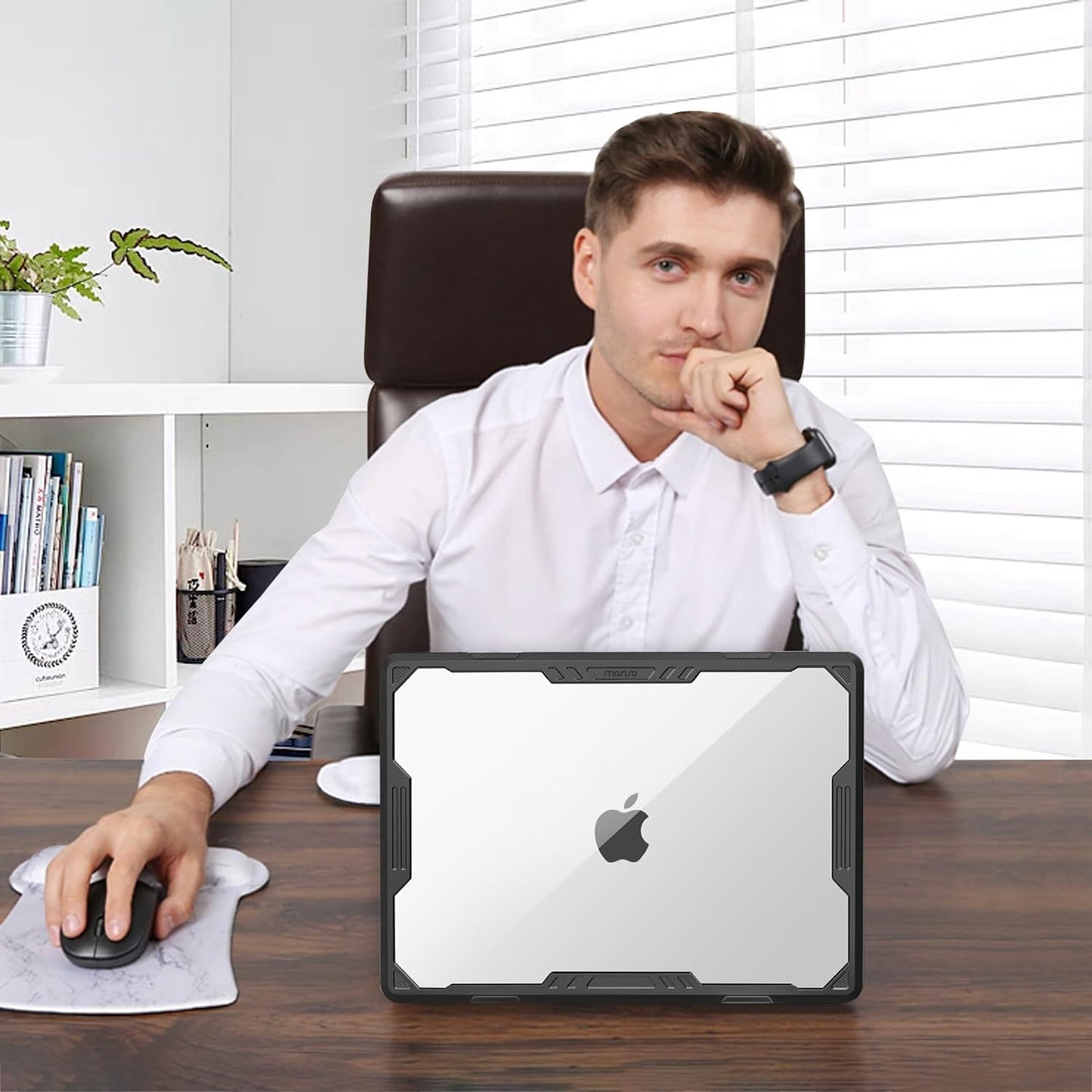 MOSISO Compatible with MacBook Air 15 inch Case 2023 2024 Release A2941 M2 Touch ID, Symmetric Geometric Heavy Duty Plastic Hard Shell with TPU Bumper&Keyboard Cover&Type C Adapter 2 Pack, Transparent iMosiso