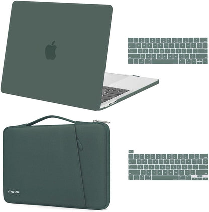 MOSISO Compatible with MacBook Pro 13 inch Case M2 2023, 2022, 2021-2016 A2338 M1 A2251 A2289 A2159 A1989 A1708 A1706, Plastic Hard Case & 360 Protective Sleeve Bag & Keyboard Skin, Midnight Green iMosiso