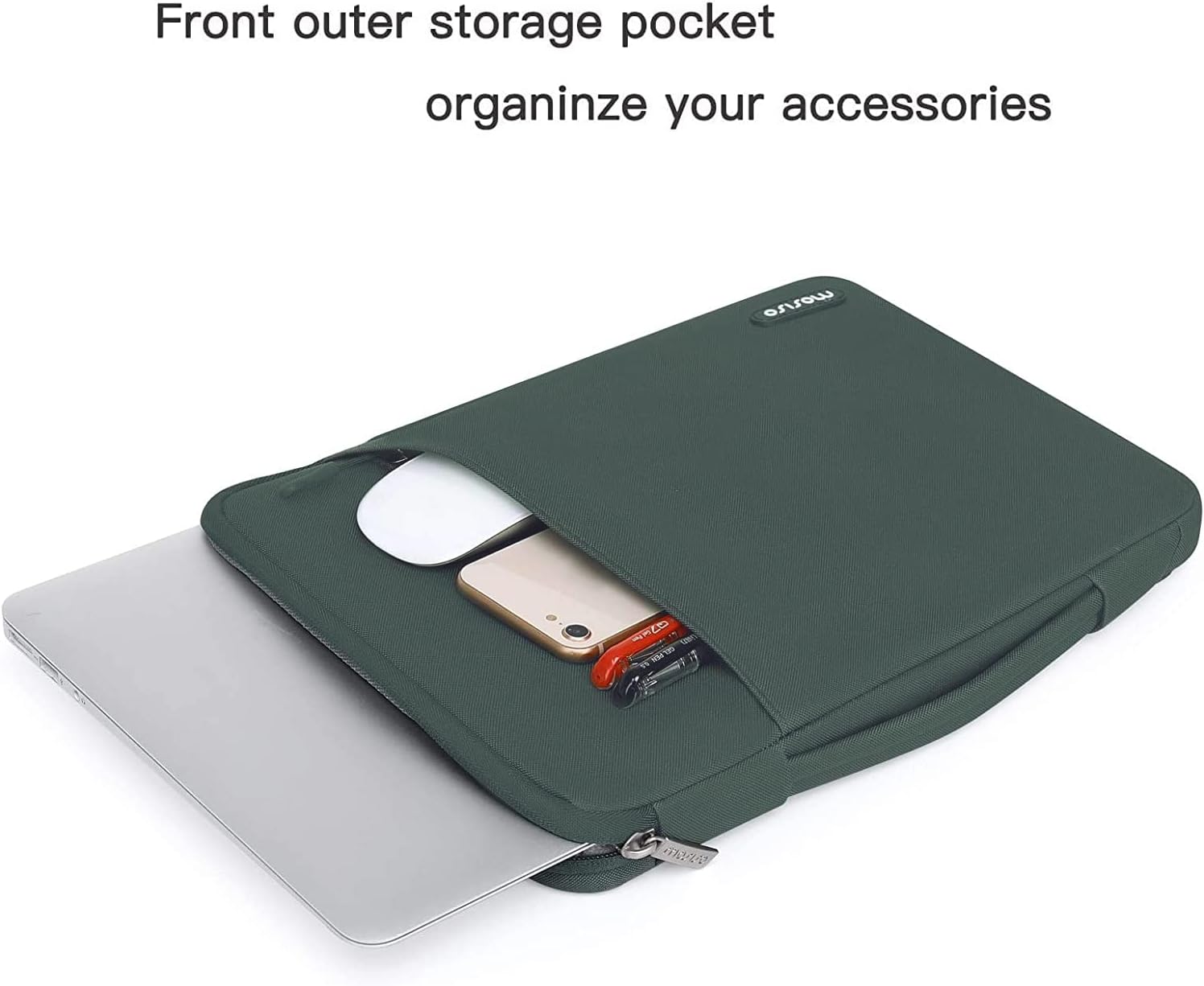 MOSISO Compatible with MacBook Pro 13 inch Case M2 2023, 2022, 2021-2016 A2338 M1 A2251 A2289 A2159 A1989 A1708 A1706, Plastic Hard Case & 360 Protective Sleeve Bag & Keyboard Skin, Midnight Green iMosiso