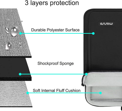 MOSISO 360 Protective Laptop Shoulder Messenger Bag 15.6 inch Compatible with MacBook, HP, Dell, Lenovo, Asus Notebook, Computer Bag with Front Hidden Horizontal&Left Small&Right Big Pockets, Black iMosiso