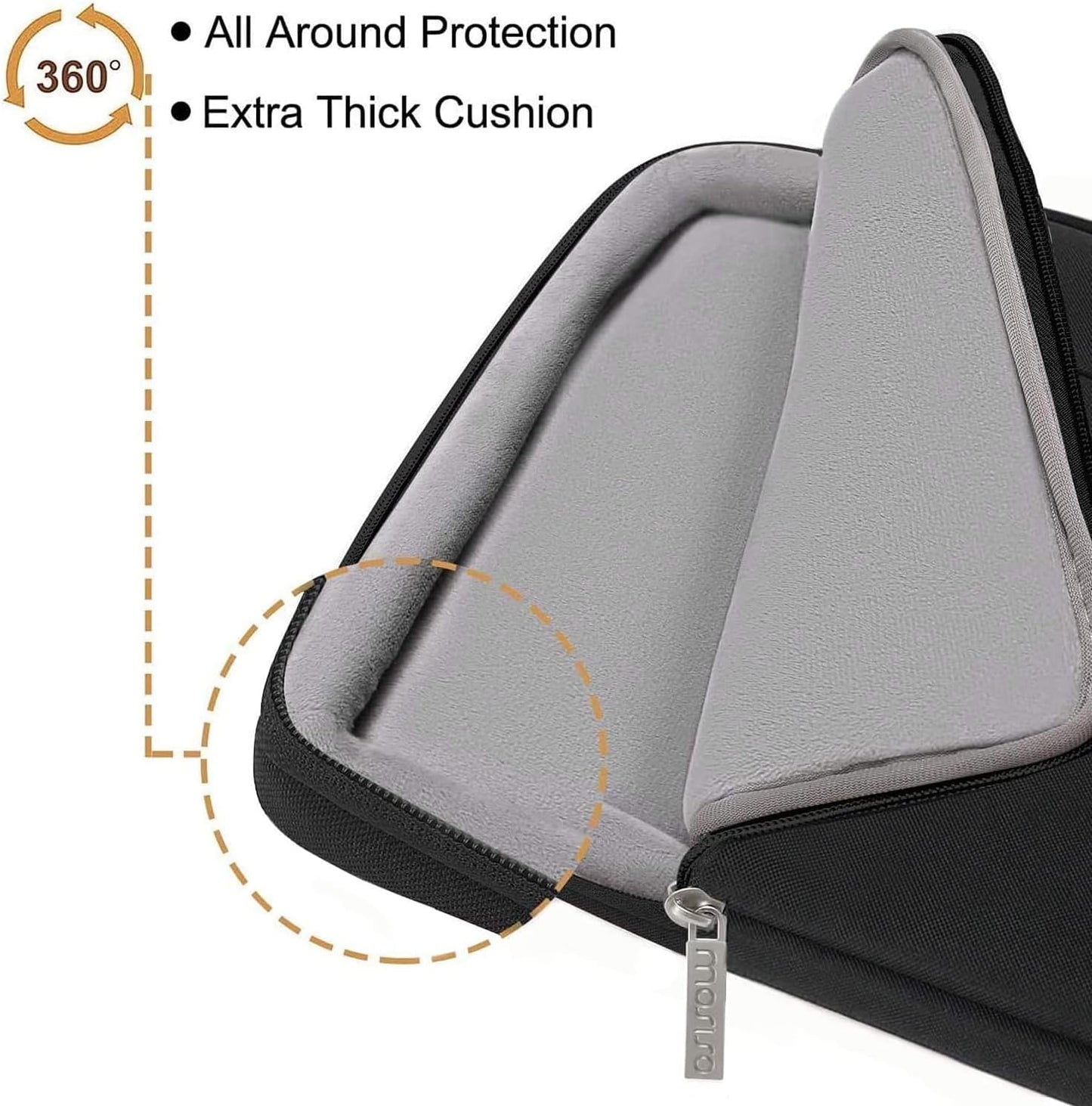 MOSISO 360 Protective Laptop Sleeve Compatible with MacBook Air/Pro, 13-13.3 inch Notebook, Compatible with MacBook Pro 14 inch M3 M2 M1 Chip 2023-2021 with Belt&3 Horizontal Parallel Pockets, Black iMosiso
